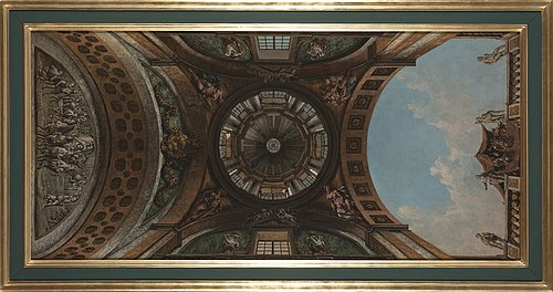 Illusionistic vault design of a hall in the Ujazdów Castle, 1767, Bernardo Bellotto