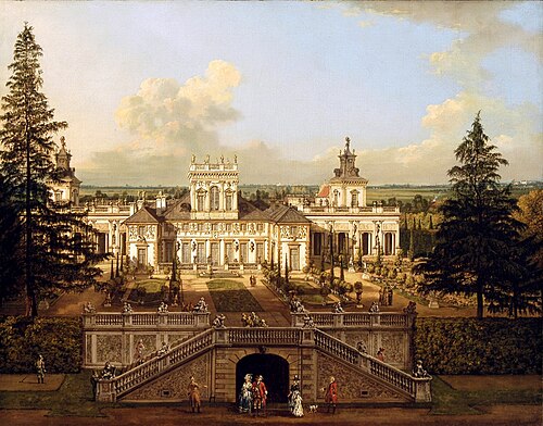 Vue de Palais de Wilanów pris depuis le jardin., 1776, Bernardo Bellotto