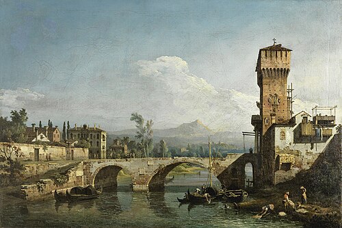 Capriccio with a River and Bridge, 1745, Bernardo Bellotto