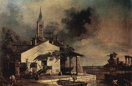 Lagoon with House and Campanile, 1740, Bernardo Bellotto