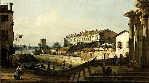 Capriccio with the Dolo lock, 1748, Bernardo Bellotto