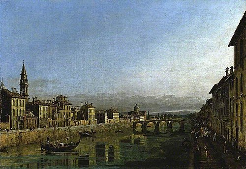 The Arno in Florence with the Ponte Alla Carraia, 1745, Bernardo Bellotto