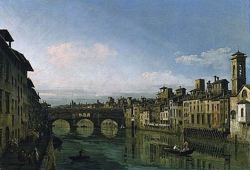The Arno in Florence with the Ponte Vecchio, 1745, Bernardo Bellotto
