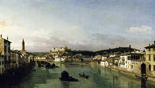 View of Verona from the Ponte Nuovo, 1746, Bernardo Bellotto