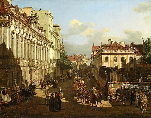 Vue de la rue Miodowa à Varsovie., 1777, Bernardo Bellotto