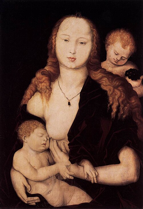 Mary with the Christ-child and an angel, 1539, Hans Baldung Grien