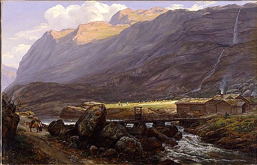 A Farm in Lærdal, 1848, Johan Christian Dahl