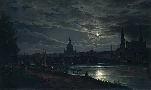 Vue de Dresde au clair de lune, 1839, Johan Christian Dahl