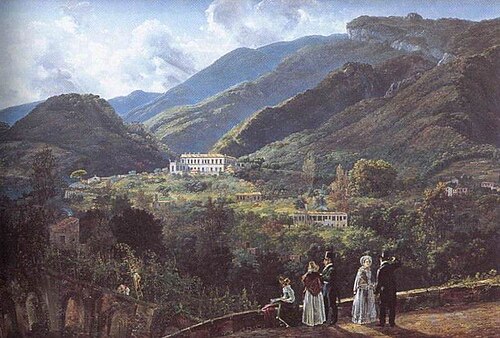 Quisisana seen from a Terrace with the Royal Household, 1820, Johan Christian Dahl