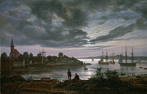 Larvik by Moonlight, 1839, Johan Christian Dahl