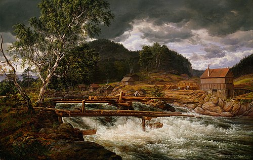 Hellefossen near Hokksund, 1838, Johan Christian Dahl