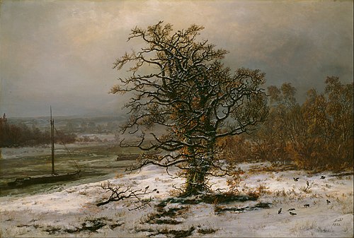 Oak Tree by the Elbe in Winter, 1853, Johan Christian Dahl