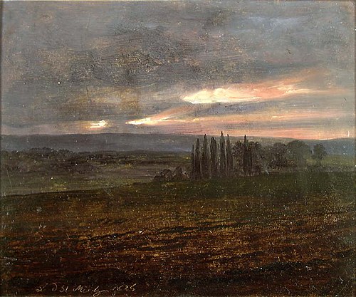 Evening Sky over Fields with Poplars, 1825, Johan Christian Dahl