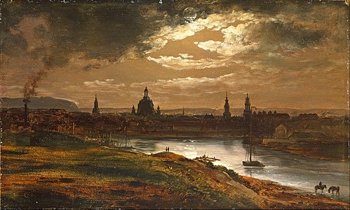 Dresden by Moonlight, 1845, Johan Christian Dahl