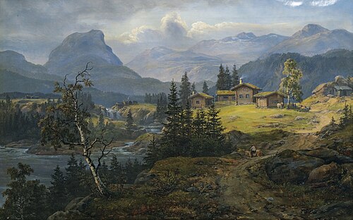 View of Øylo Farm, Valdres, 1846, Johan Christian Dahl