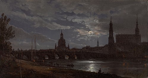 View of Dresden by Moonlight, 1838, Johan Christian Dahl
