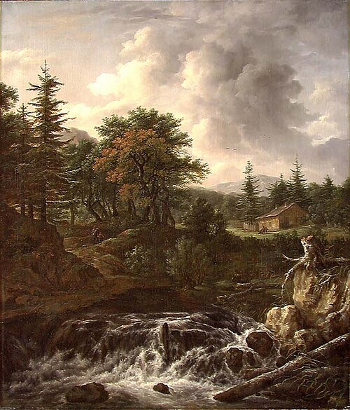 Mountainous landscape with waterfall, after Jacob van Ruisdael, 1812, Johan Christian Dahl