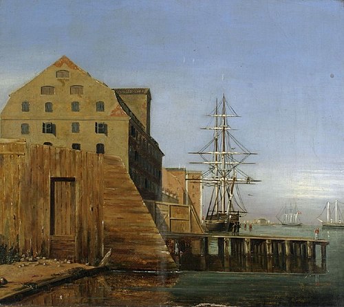 Havnepakhusene nord for Larsens Plads, 1840, Johan Christian Dahl