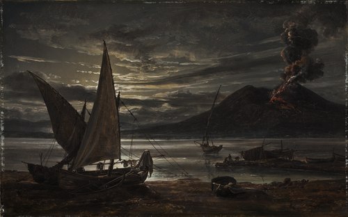 Vesuvius in eruption. Moonlight, 1821, Johan Christian Dahl