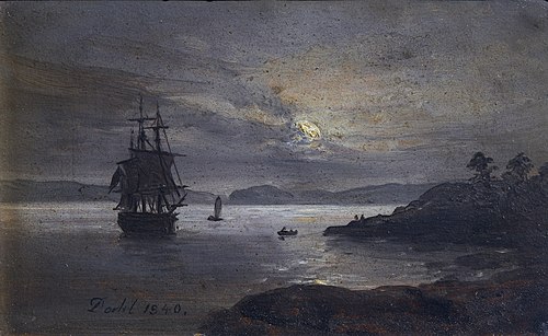 The coast at Laurvig, Norway, 1840, Johan Christian Dahl