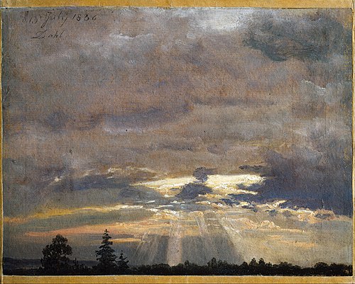 Cloud Study with Sunbeams, 1836, Johan Christian Dahl