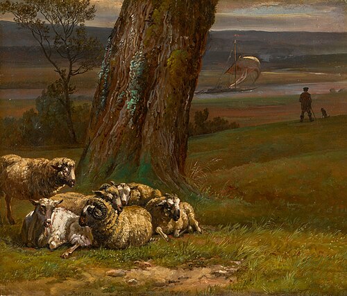 Sheep on a Riverbank, 1824, Johan Christian Dahl