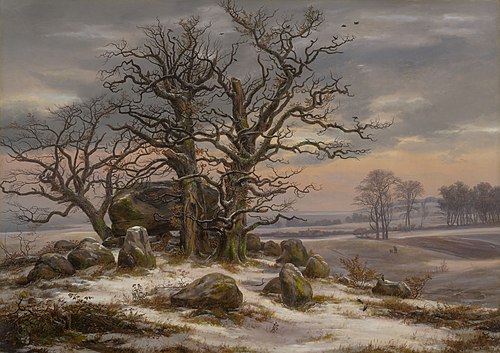 Dolmen near Vordingborg in Winter, 1824, Johan Christian Dahl