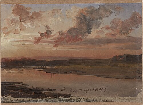 The Elbe in the Evening, 1845, Johan Christian Dahl