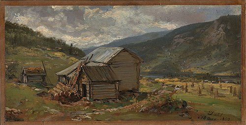 View of Hjelle in Valdres, 1850, Johan Christian Dahl