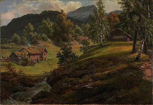 Farm at Lysekloster, 1841, Johan Christian Dahl