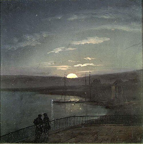 View from the Brühlsche Terrasse at Moonrise, 1825, Johan Christian Dahl