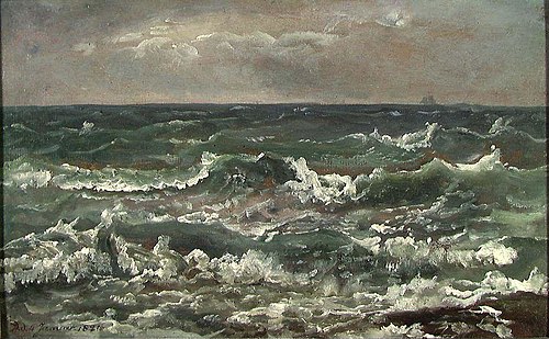 Waves and Breakers in the Bay of Naples, 1821, Johan Christian Dahl