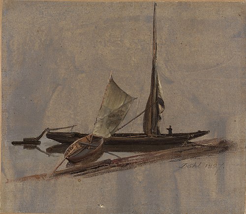 Two Sailing-Boats at the Elbe, 1827, Johan Christian Dahl