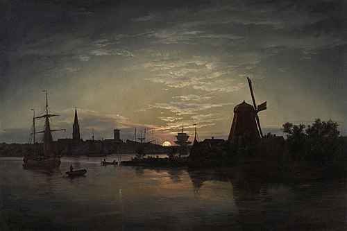Swinoujscie in the moonlight, 1840, Johan Christian Dahl