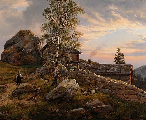 Farm at Ytre Kroken, Sogn, 1838, Johan Christian Dahl