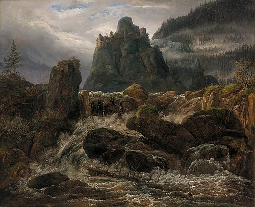 Waterfall with a Castle Ruin, 1819, Johan Christian Dahl