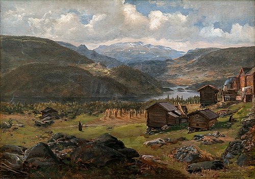 View of Hjelle in Valdres, 1850, Johan Christian Dahl