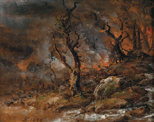 Woods with a Brush Fire, 1846, Johan Christian Dahl