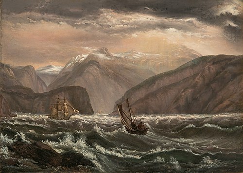 Ships in the Lærdalsfiord, 1800, Johan Christian Dahl