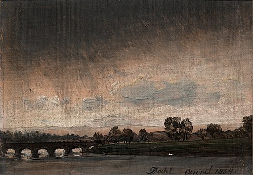 Elbe with Bridge, 1834, Johan Christian Dahl
