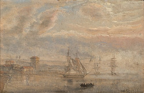 View of Bergen Harbour in Mist, 1833, Johan Christian Dahl