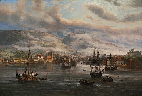 View of Bergen Harbour, 1834, Johan Christian Dahl