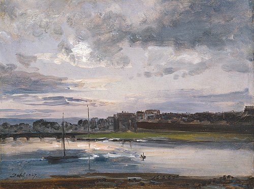 View of the Elbe with the Bridge, 1837, Johan Christian Dahl