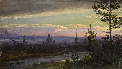 Dresden in the Evening, 1845, Johan Christian Dahl