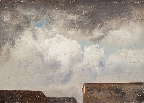 Study of Clouds over Roof Tops, 1847, Johan Christian Dahl