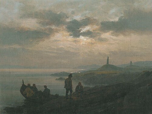 Coast with Grave Mounds and Menhirs, 1837, Johan Christian Dahl