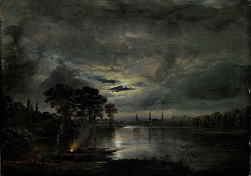 Dresden in the Moonlight, 1823, Johan Christian Dahl