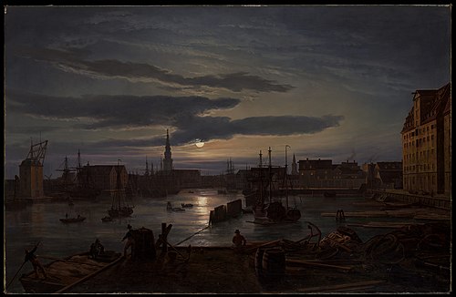 Copenhagen Harbor by Moonlight, 1846, Johan Christian Dahl