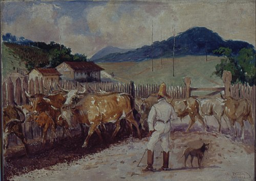 Descascamento de café a pata do boi, 1820, 1922, Alfredo Norfini
