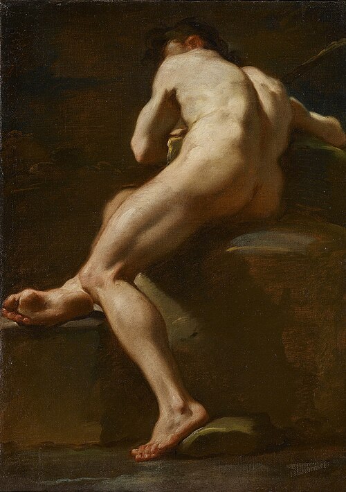 A Male Nude Seen from Behind, , Ubaldo Gandolfi
